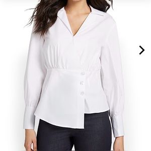 NWT New York & Co Long-Sleeve Collared Poplin Button Down Shirt (white, …